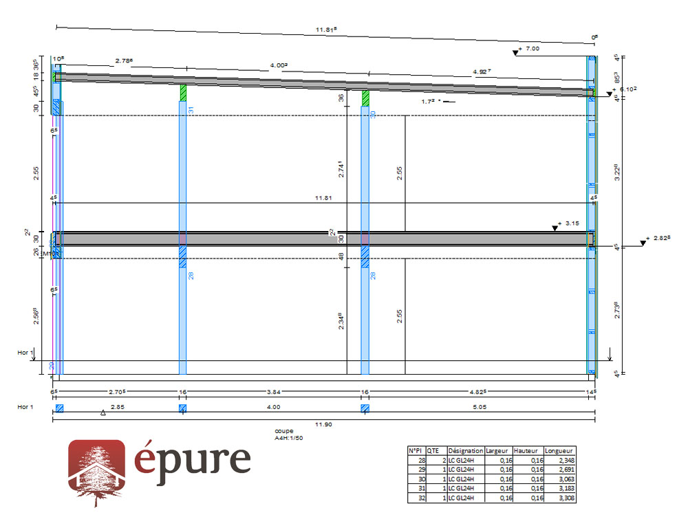 plan de pose structure bâtiment ossature bois toulouse epure construction bois
