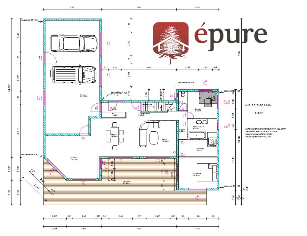 maison ossature bois à Luc épure construction bois