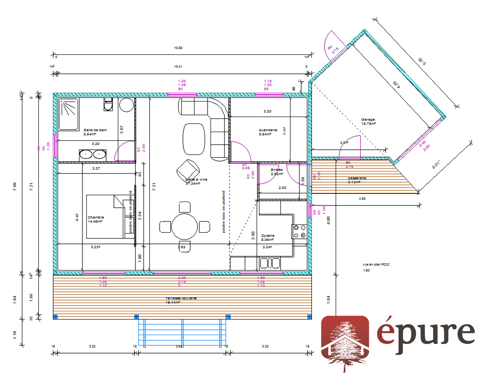 maison ossature bois à Salmiech épure construction bois