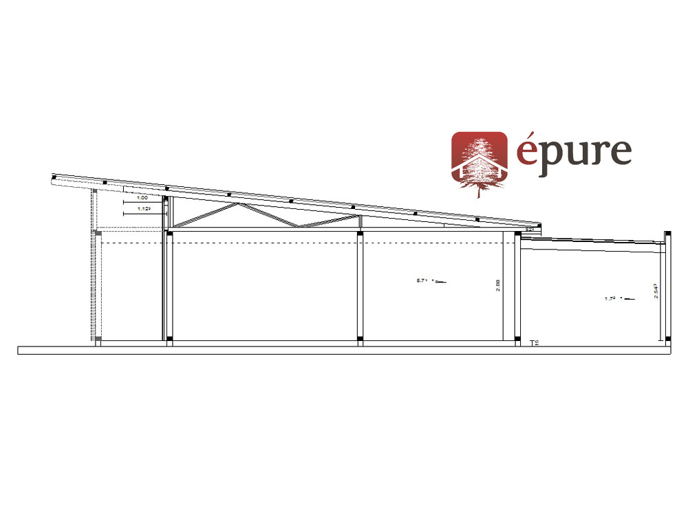 plan de coupe maison ossature bois Balsac epure construction bois