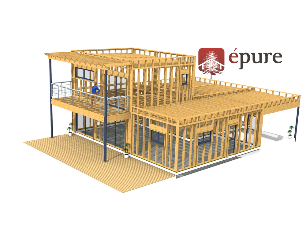 maison ossature bois à concoures épure construction bois